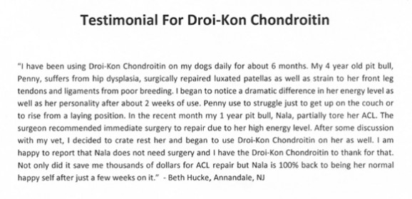 Beth Hucke Endorses Droi-Kon™ Chondroitin Sulfate