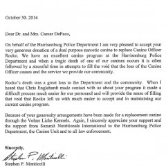 Harrisonburg Virgina Police Department Thanks Summit Nutritionals International™