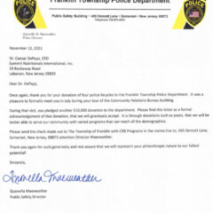 Franklin Township Police Department Thanks Caesar DePaço
